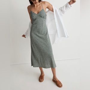Madewell: Green Midi Slip Dress NWT